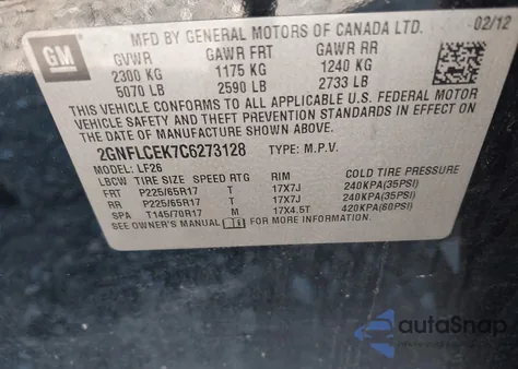 2012 Chevrolet Equinox Ls from USA, damaged, VIN 2GNFLCEK7C6273128